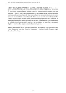 MIEDO GRAVE, EXCLUYENTE DE ( LEGISLACION DE JALISCO