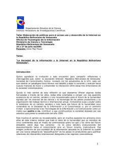 Tema: "La Sociedad de la información y la Internet en Venezuela