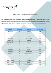 tabla UV Cutoffs para disolventes comunes