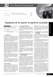 VIII Regulación de los aportes al capital de sociedades