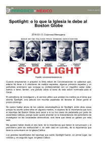 Spotlight: o lo que la Iglesia le debe al Boston Globe