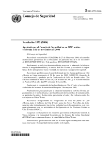 Resolución 1572 - La situación en Côte d`Ivoire