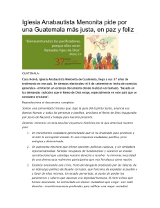 Iglesia Anabautista Menonita pide por una Guatemala más justa, en