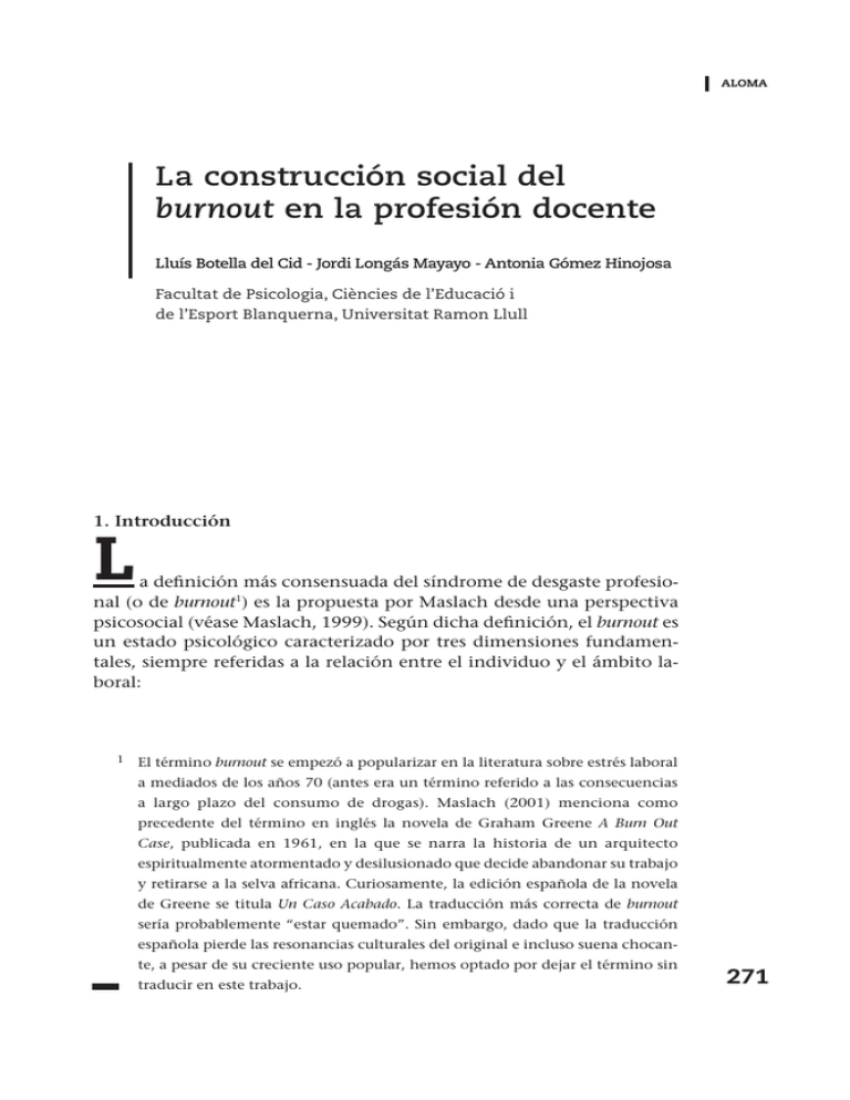 La Construcci N Social Del Burnout En La Profesi N Docente