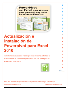 Actualización e instalación de Powerpivot para Excel 2010