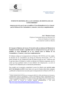 INMINENTE REFORMA DE LA LEY GENERAL DE DEFENSA DE