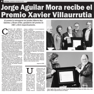 Jorge Aguilar Mora recibe el Premio Xavier Villaurrutia