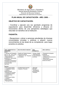 Plan Anual de Capacitación 2009 - Ministerio de Agricultura y