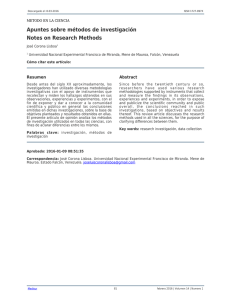 Apuntes sobre métodos de investigación Notes on Research Methods