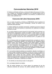 Convocatorias literarias 2016 - Instituto Sonorense de Cultura