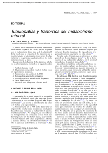 Tubulopatías y trastornos del metabolismo mineral