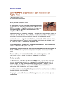 CONFIRMADO: experimentos con mosquitos en Puerto Rico