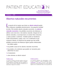Patient Education Pamphlet, SP100, Abortos naturales