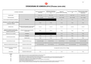 CRONOGRAMA DE ADMISION 2014-2 (Proceso Junio-Julio)