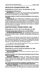 ARTICULOS TRANSITORIOS 1982 DISPOSICIONES