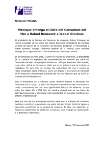 Virosque entrega el Libro del Consulado del Mar a Rafael Benavent