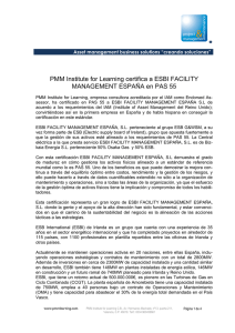 PMM Institute for Learning certifica a ESBI FACILITY MANAGEMENT