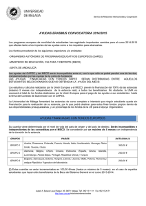 INFORMACION AYUDAS ERASMUS CONVOCATORIA 2014-2015