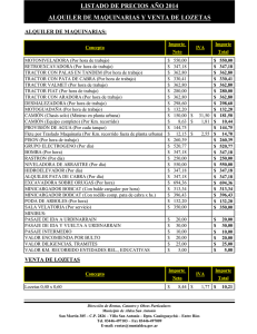 Listado de Precios Alquiler de Maquinarias y Venta de Lozetas 2014