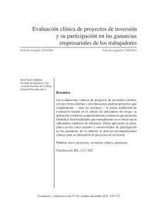 Evaluación clínica de proyectos de inversión y su participación en