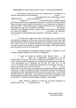 MANDAMIENTO DE INTIMACIÓN DE PAGO EMBARGO Y