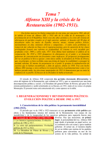 Tema 7 Alfonso XIII y la crisis de la Restauración (1902