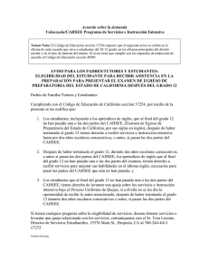 Acuerdo sobre la demanda Valenzuela/CAHSEE Programa de