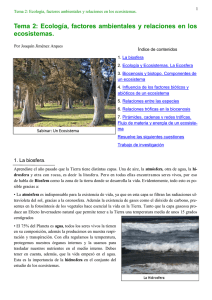 Tema 2: Ecología, factores ambientales y relaciones en los