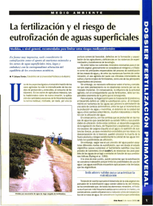 La fertilización y el riesgo de eutrofización de aguas superficiales