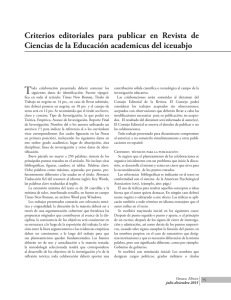 Criterios editoriales para publicar en Revista de Ciencias de la