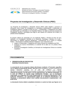 Proyectos de Investigación y Desarrollo Clínicos (PIDC)