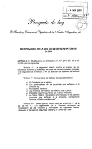 MODIFICACIÓN DE LA LEY DE SEGURIDAD INTERIOR 24.059