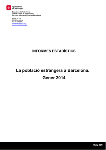 La població estrangera a Barcelona. Gener 2014
