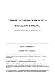 TEMARIO - CUERPO DE MAESTROS EDUCACIÓN ESPECIAL