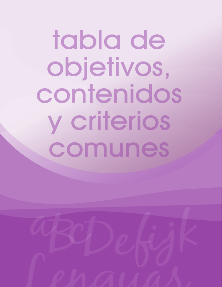 Secundaria Tabla De Objetivos Contenidos Y Criterios Comunes