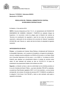 Recurso nº 197/2016 C. Valenciana 39/2016 Resolución nº 277