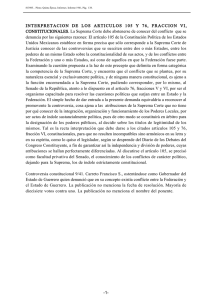 INTERPRETACION DE LOS ARTICULOS 105 Y 76, FRACCION VI