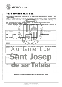 Instància Pla d`acollida - Ajuntament de Sant Josep