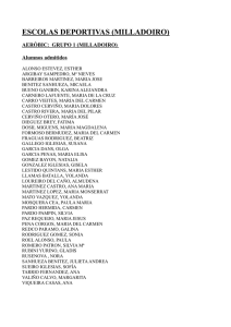 Listaxe de admitidos/as nas escolas deportivas