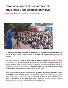 Campaña contra el desperdicio de agua llega a los colegios de Neiva