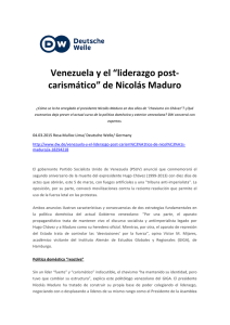 Venezuela y el “liderazgo post-‐ carismático” de Nicolás