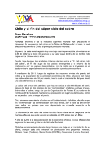 Chile y el fin del súper ciclo del cobre