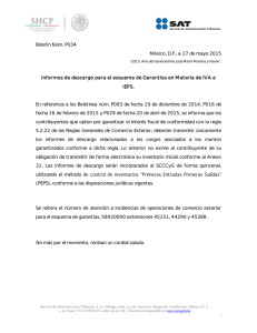 Boletín Núm. P034 México, D.F., a 27 de mayo 2015 Informes de