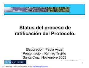 Status del proceso de ratificación del Protocolo.