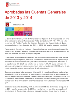 Aprobadas las Cuentas Generales de 2013 y 2014