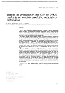 Método de prescripción del Kt/V en DPCA mediante un modelo