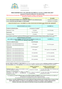 Periodos de solicitud de plaza y matrícula 2013-2014