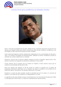 Correa inicia gira académica en Estados Unidos