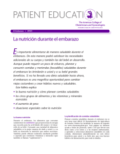 Patient Education Pamphlet, SP001, La nutrición durante el embarazo