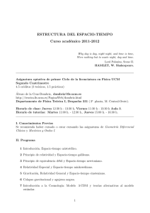 ESTRUCTURA DEL ESPACIO-TIEMPO Curso académico 2011-2012